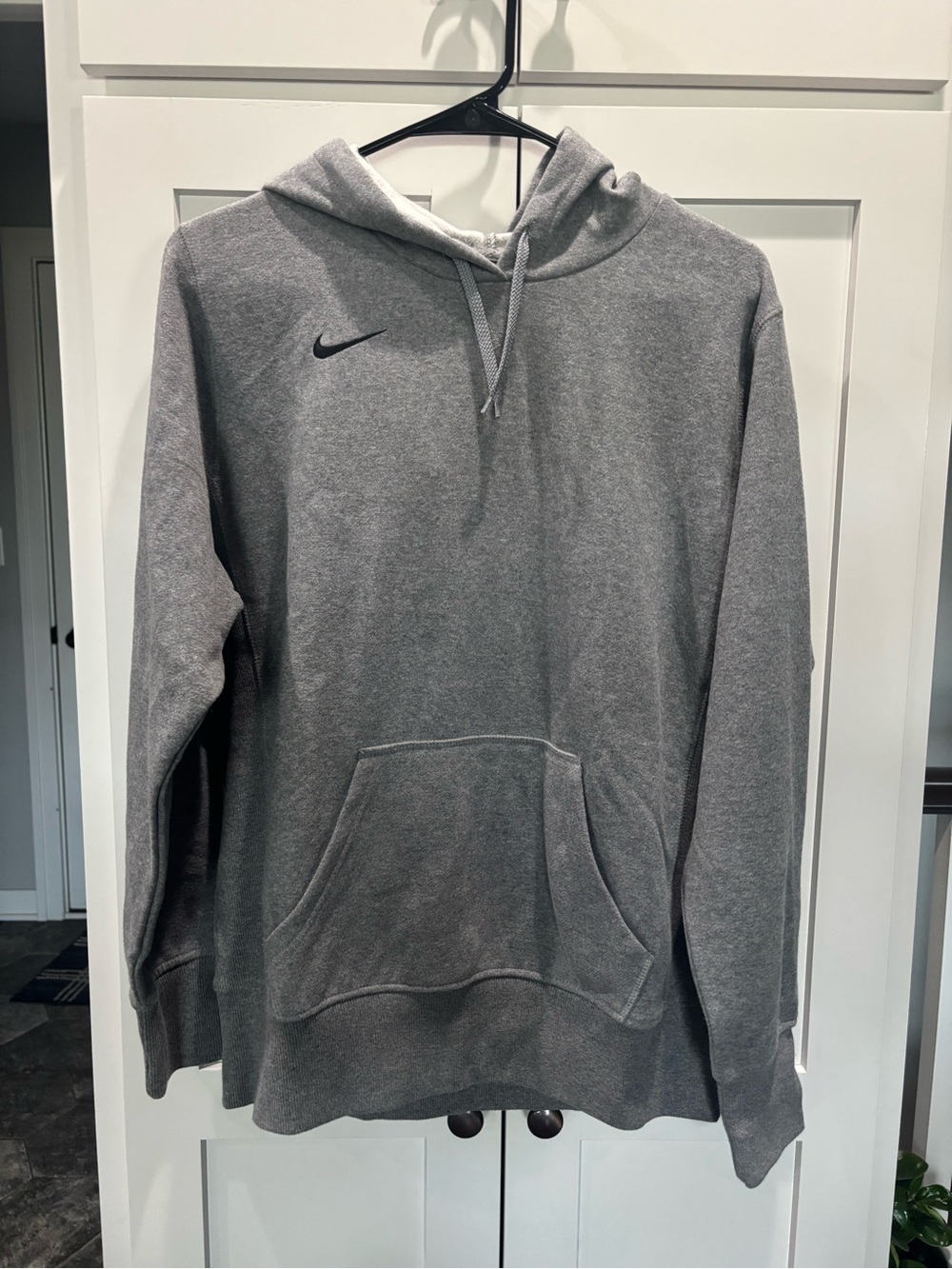 Nike Womens Gray Pullover Hoodie Fleece Kangaroo Pocket